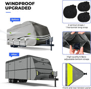 RVMasking Heavy Duty 7 Layers top Travel Trailer RV Cover  With Rear Side Roll-Up Door Fits 15'1"-37'
