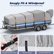 RVMasking 1400D Partial Reinforced Waterproof Marine Grade Pontoon Boat Cover for 17'-28'