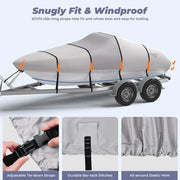 RVMasking 1400D Boat Cover Fits Bass Boat, V-Hull, Runabout, Fish&Ski, Tri-Hull Length: 14’-24’