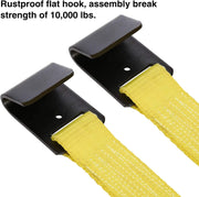 Trekassy Wheel Car Tow Dolly Basket Straps with Flat Hooks 2 Pack Heavy Duty for 14"-17" Tires