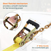 Trekassy Car Tie Down Straps for Trailers with Heavy Duty Chain Anchors, 2" x 96" Lasso Style Wheel Straps