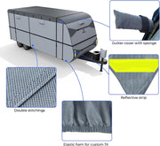 RVMasking 7 Layers top RV Travel Trailer Cover With Rear Side Roll-Up Door Fits 15'1"-40'