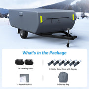 Pop-up Folding Camper RV Cover 6 Layers Heavy Duty Fabric Camper Cover Fits for 8'-16'