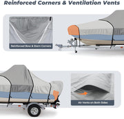 RVMasking 1200D Middle Center Console Bass Boat Cover for V-Hull Runabouts with Motor Cover