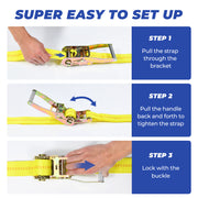 Trekassy Car Tie Down Straps for Trailers with Snap Hooks, 2" x 96" Ratchet Car Straps
