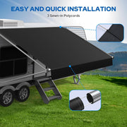 RV Awning Fabric Replacement, Upgraded 19oz Heavy Duty Material with Awning Tie Down Kits & 7 Hooks, Outdoor Vinyl Canopy for Trailer and Motorhome Awning- 10'-21'