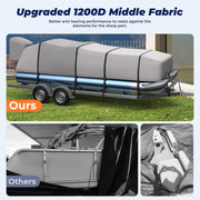 RVMasking 1400D Partial Reinforced Waterproof Marine Grade Pontoon Boat Cover for 17'-28'