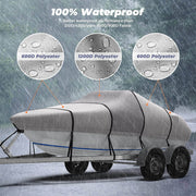 RVMasking 1400D Boat Cover Fits Bass Boat, V-Hull, Runabout, Fish&Ski, Tri-Hull Length: 14’-24’