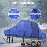 RVMasking 1200D Partial Reinforced Hard Top/T-Top Boat Cover with Motor Cover for Center Console Boat with T TOP Roof