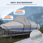 RVMasking 1200D Middle Center Console Bass Boat Cover for V-Hull Runabouts with Motor Cover