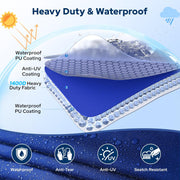 Boat Cover with Fast Drainage Kits, 1400D Middle Reinforced Heavy Duty Waterproof Polyester Canvas with Storage Bag Fits 14'-24' V-Hull, Tri-Hull, Runabout Bass Boat, Fish&Ski
