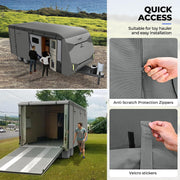 RVMasking Heavy Duty 7 Layers top Travel Trailer RV Cover  With Rear Side Roll-Up Door Fits 15'1"-37'