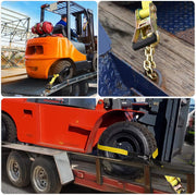 Trekassy Car Tie Down Straps for Trailers with Heavy Duty Chain Anchors, 2" x 96" Lasso Style Wheel Straps