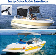 KAKIT 3 4 Bow Bimini Tops with Mesh Sidewalls Support Poles for Boats Marine Grade Canvas Top Includes 2 Straps Storage Boot 1 Inch Aluminum Frame