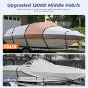 RVMasking 1400D Boat Cover Fits Bass Boat, V-Hull, Runabout, Fish&Ski, Tri-Hull Length: 14’-24’