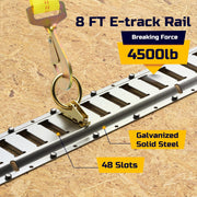 Trekassy E Track Tie-Down Kit - 16 Pieces: 4 Pack 8ft E-Track Rails, 2 Pack 2ft E-Track Rails, 10 E Track Tie