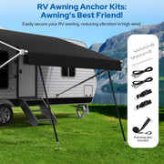 RV Awning Fabric Replacement, Upgraded 19oz Heavy Duty Material with Awning Tie Down Kits & 7 Hooks, Outdoor Vinyl Canopy for Trailer and Motorhome Awning- 10'-21'