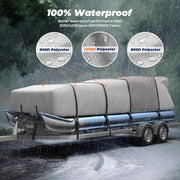 RVMasking 1400D Partial Reinforced Waterproof Marine Grade Pontoon Boat Cover for 17'-28'
