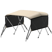 KAKIT 3 4 Bow Bimini Tops with Mesh Sidewalls Support Poles for Boats Marine Grade Canvas Top Includes 2 Straps Storage Boot 1 Inch Aluminum Frame