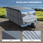 RVMasking 7 Layers top RV Travel Trailer Cover With Rear Side Roll-Up Door Fits 15'1"-40'