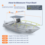 RVMasking 1200D Partial Reinforced Hard Top/T-Top Boat Cover with Motor Cover for Center Console Boat with T TOP Roof