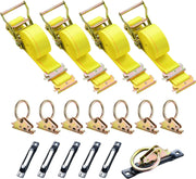 Trekassy 15ft E Track Ratchet Straps-4 Pack, 8 E-Track O-Rings and 6 Pack E-Track Single Slot