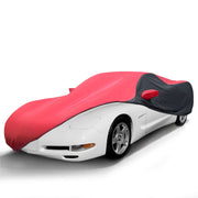 KAKIT Waterproof Car Cover for 1996-2022 C3/C4/C5/C6/C7 Stingray, No Faded UV Resistant for Chevy Corvette Outdoor/Indoor (Red & Black Combo)