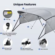 KAKIT 3 4 Bow Bimini Tops for Boats with Mesh Sides Heavy Duty Cover Adjustable 4 Straps Zippered Storage Boot