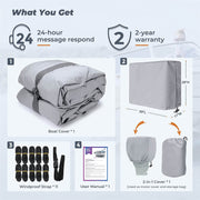 RVMasking Upgraded 1200D T-Top Boat Cover 100% Waterproof Heavy Duty Tear-Resistant Polyester with Motor Cover for Center Console Boat with T TOP Roof 17'-28'