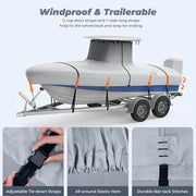 RVMasking Upgraded 1200D T-Top Boat Cover 100% Waterproof Heavy Duty Tear-Resistant Polyester with Motor Cover for Center Console Boat with T TOP Roof 17'-28'