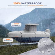 RVMasking Upgraded 1200D T-Top Boat Cover 100% Waterproof Heavy Duty Tear-Resistant Polyester with Motor Cover for Center Console Boat with T TOP Roof 17'-28'