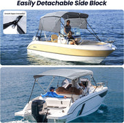 KAKIT 3 4 Bow Bimini Tops for Boats with Mesh Sides Heavy Duty Cover Adjustable 4 Straps Zippered Storage Boot