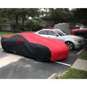 KAKIT Waterproof Car Cover for 1996-2022 C3/C4/C5/C6/C7 Stingray, No Faded UV Resistant for Chevy Corvette Outdoor/Indoor (Red & Black Combo)