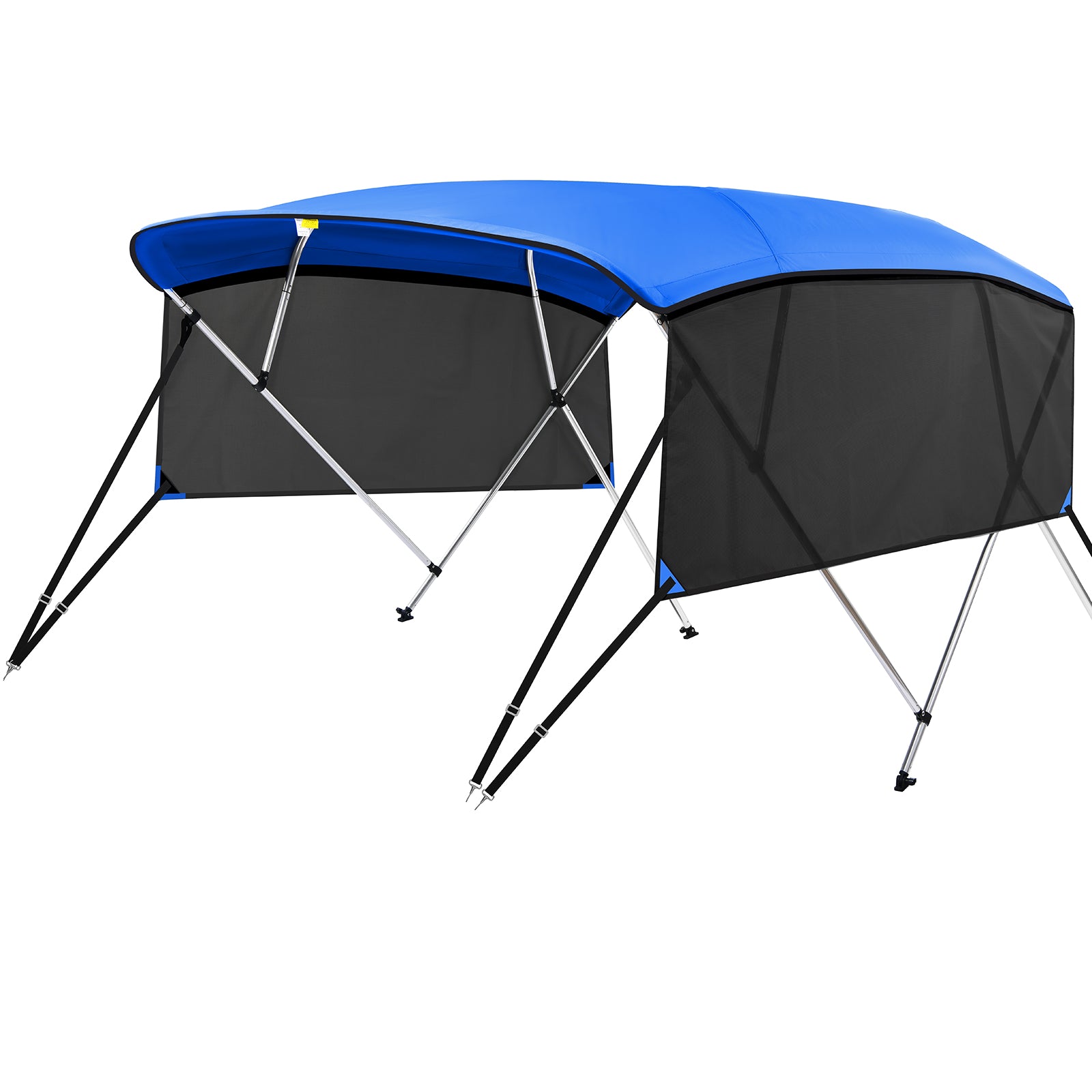 bimini tent KAKIT 3 4 Bow Bimini Tops with Mesh Sidewalls Support Poles for Boats Marine Grade Canvas Top
