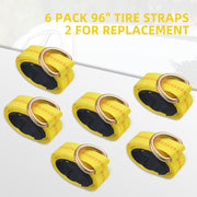 Trekassy Car Tie Down Straps for Trailers with Heavy Duty Chain Anchors, 2" x 96" Lasso Style Wheel Straps