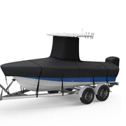 RVMasking Upgraded 1200D T-Top Boat Cover with Motor Cover for Center Console Boat with T TOP Roof