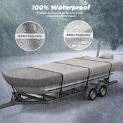 RVMasking 12'-18' Long 1200D Reinforced Jon Boat Cover with Motor Cover Heavy Duty Waterproof Trailerable Cover,Beam Width up to 70"-75"