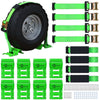 Trekassy Wheel Chock Tie-Down Kit with Rubber Blocks, Heavy Duty E Track Trailer Tie Down Tire Straps for ATV, UTV, Lawn Mower- 2 Pack