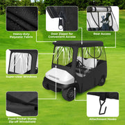 KAKIT 800D Oxford 2~4 Person Golf Cart Enclosure with Roll-up Windshield (Black)