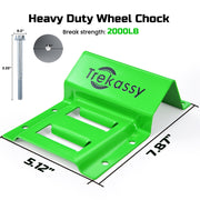 Trekassy Wheel Chock Tie-Down Kit with Rubber Blocks, Heavy Duty E Track Trailer Tie Down Tire Straps for ATV, UTV, Lawn Mower- 2 Pack