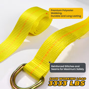Trekassy 2”x 144” Car Tie Down Straps for Trailers, 4 Pack Ratchet, 4 Tire Straps, 4 Axle Straps