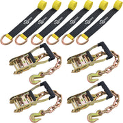 Trekassy Car Tie Down Straps for Trailers with Heavy Duty Chain Anchors, 2" x 96" Lasso Style Wheel Straps