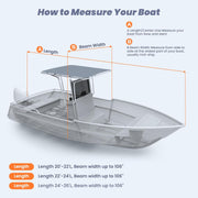 RVMasking 1200D Partial Reinforced T-Top Boat Cover Waterproof Heavy Duty with Motor Cover for Center Console Boat
