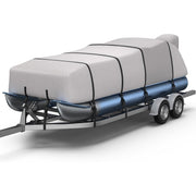 RVMasking 1200D Partial Reinforced Waterproof Marine Grade Pontoon Boat Cover with Motor Cover