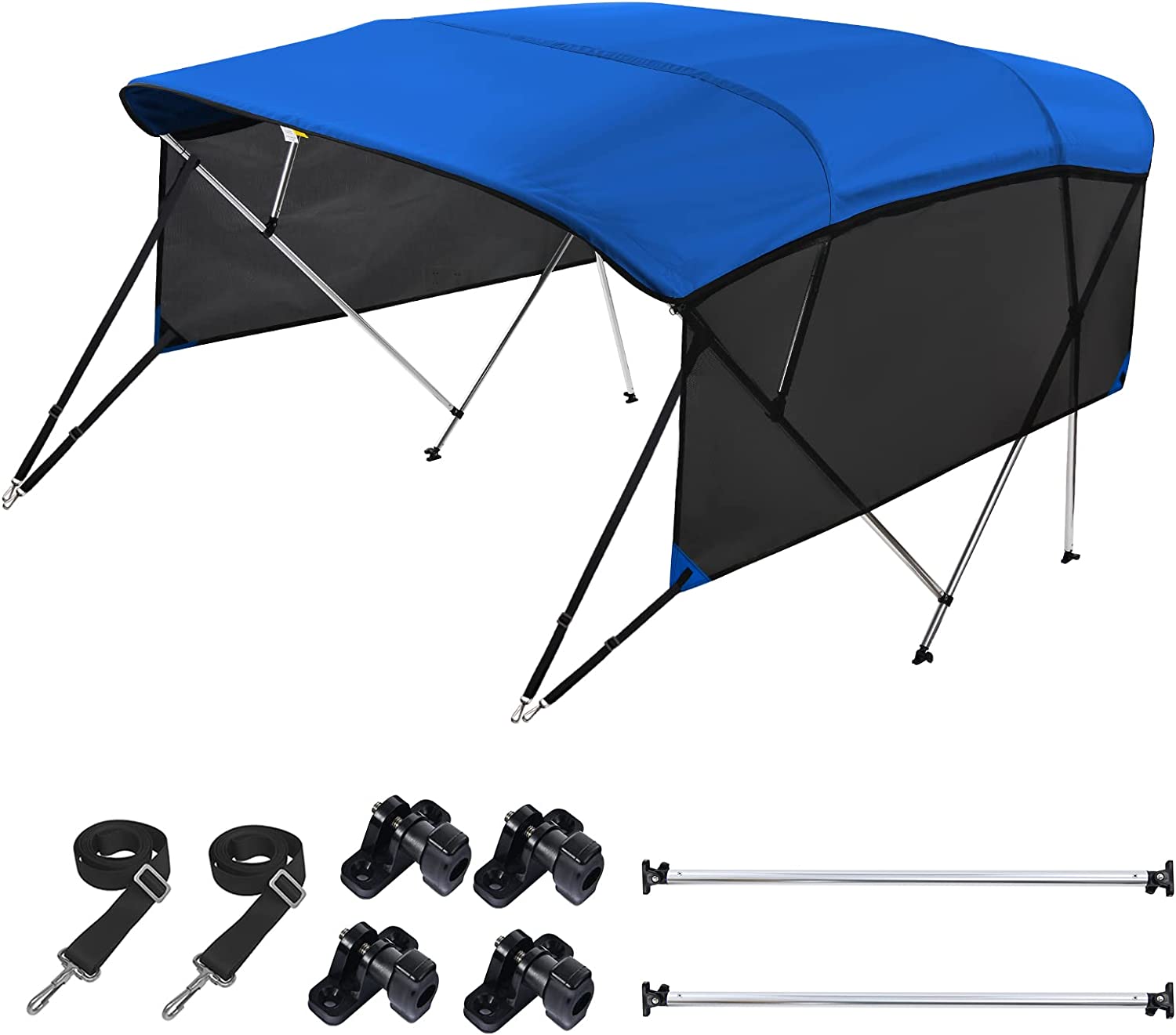 boat bow tent KAKIT 3 4 Bow Bimini Tops with Mesh Sidewalls Support Poles for Boats – Rvmasking