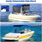KAKIT 3 4 Bow Bimini Tops with Mesh Sidewalls Support Poles for Boats Marine Grade Canvas Top Includes 2 Straps Storage Boot 1 Inch Aluminum Frame