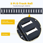 Trekassy E Track Tie-Down Rail Kit - 12 Pieces: 4 Pack 5ft Horizontal E-Track Rails & 8 E Track Accessories for Enclosed Trailers, Trailer Beds, Pickups, Trucks