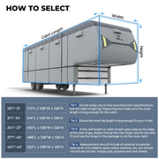 RVMasking 7 Layers Top Heavy Duty 5th Wheel RV Cover with 4 Tire Covers for 28'1"-43'