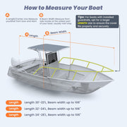 RVMasking Hard Top/T-Top Boat Cover, 1200D Partial Reinforced Waterproof Heavy Duty with Motor Cover for Center Console Boat with T TOP Roof, Black