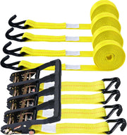 2" x 27' Heavy Duty Ratchet Straps (10,000 Lbs Break Strength), Tie Down Ratcheting with J-Hooks, Cargo Straps for Trucks